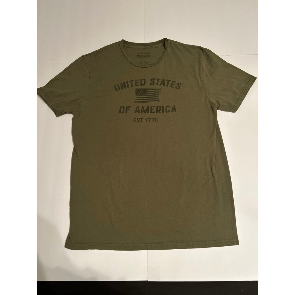 General Standard Men’s Olive Green "United States of America" Graphic T-Shirt LG